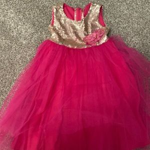 Little girl 3T-4T fuchsia pink/gold sequins party dress